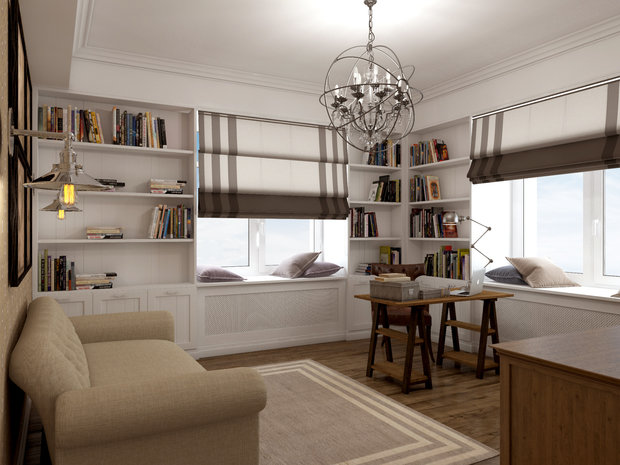 Фотография: Кабинет в стиле Прованс и Кантри, Классический, Современный, Квартира, Проект недели, Москва, Сталинка, Марина Бочарова, 4 и больше, Более 90 метров – фото на INMYROOM