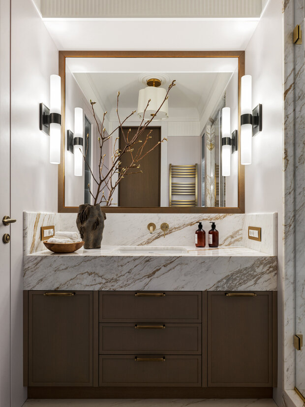 Фотография: Ванная в стиле Классический, Современный, Квартира, Проект дня, Москва, 2 комнаты, 60-90 метров, Эксклюзивные проекты, минимализм с элементами современного дизайна, эклектика: парижский шик, Кирилл Шабанов – фото на INMYROOM