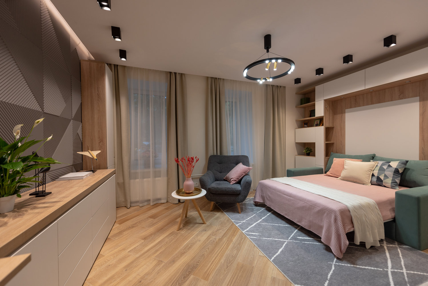 Фотография: Спальня в стиле Современный, Квартира, Проект дня, Москва, 2 комнаты, 40-60 метров, Елена Богдан – фото на INMYROOM Фотография: Спальня в стиле Современный, Квартира, Проект дня, Москва, 2 комнаты, 40-60 метров, Елена Богдан – фото на INMYROOM