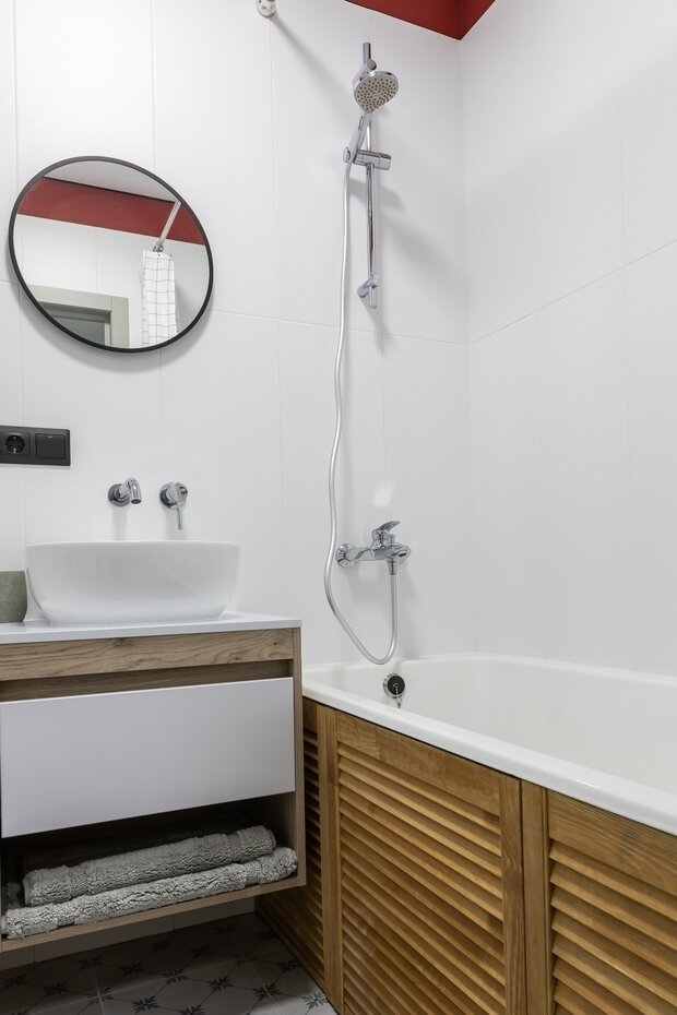 Фотография: Ванная в стиле Современный, Минимализм, Малогабаритная квартира, Квартира, Студия, Москва, до 40 метров, Ольга Трехонина, Екатерина Гусева – фото на INMYROOM