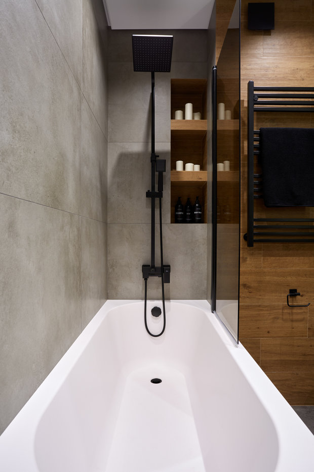 Фотография: Ванная в стиле Современный, Квартира, Проект недели, Москва, «Атмосфера», 3 комнаты, 60-90 метров – фото на INMYROOM