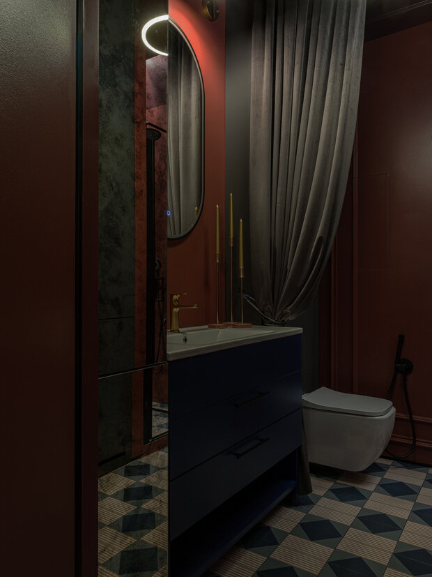 Фотография: Ванная в стиле Современный, Эклектика, Квартира, Проект дня, Москва, Монолитный дом, 2 комнаты, 40-60 метров, Мария Синельникова – фото на INMYROOM