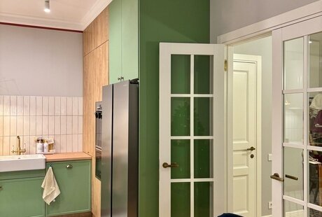 Реализованный дизайн-проект квартиры 120 кв.м., в стилистике фьюжн. Омск, ЖК "Высоцкий".