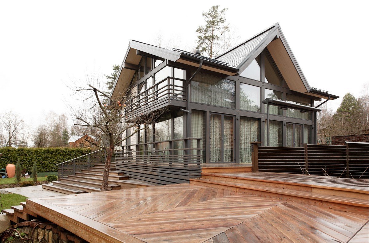 Фотография: в стиле , Современный, Дом, Проект недели, Черный, Зеленый, Бежевый, Дом и дача, Московская область, Шаболовка, дом из клееного бруса – фото на INMYROOM