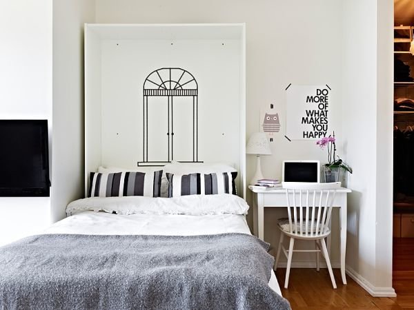 Фотография: Спальня в стиле Скандинавский, Малогабаритная квартира, Квартира, Дома и квартиры, Минимализм – фото на INMYROOM