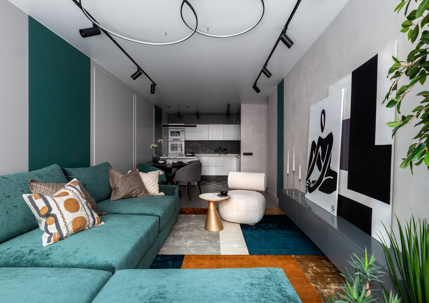 Фотография: Гостиная в стиле Современный, Квартира, Проект дня, Новосибирск, 4 и больше, 60-90 метров, Монолитно-кирпичный, Лиана Акопян – фото на INMYROOM