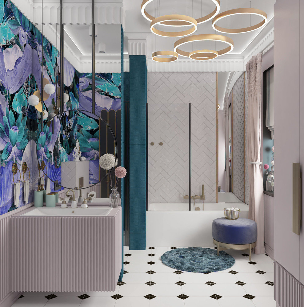 Фото из портфолио Яркая ванная комната🐠 в частном доме,г. Калининград. – фотографии дизайна интерьеров на INMYROOM Фото из портфолио Яркая ванная комната🐠 в частном доме,г. Калининград. – фотографии дизайна интерьеров на INMYROOM