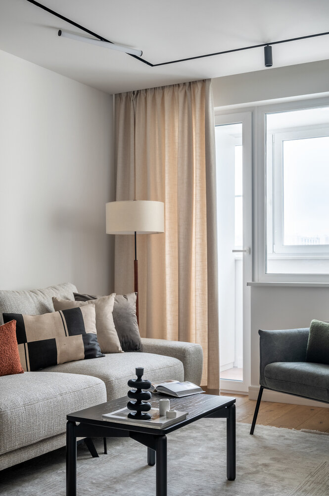 Фотография: Гостиная в стиле Современный, Квартира, Проект дня, Москва, П-44, Панельный дом, 3 комнаты, 60-90 метров, Елизавета Матвейко – фото на INMYROOM Фотография: Гостиная в стиле Современный, Квартира, Проект дня, Москва, П-44, Панельный дом, 3 комнаты, 60-90 метров, Елизавета Матвейко – фото на INMYROOM