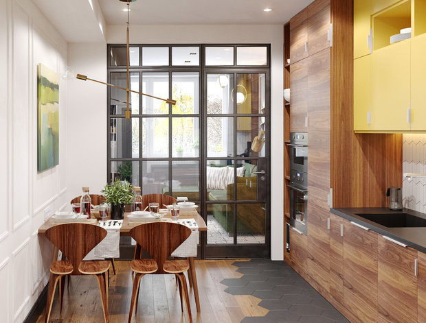 Фотография: Кухня и столовая в стиле Эко, Ремонт на практике, напольное покрытие, ламинат, пвх-плитка – фото на INMYROOM