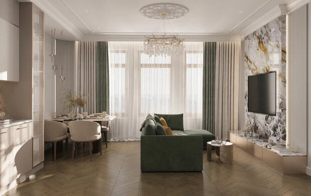 Фото из портфолио Дизайн-проект квартиры в ЖК «Шведская Крона» в неоклассическом стиле – фотографии дизайна интерьеров на INMYROOM