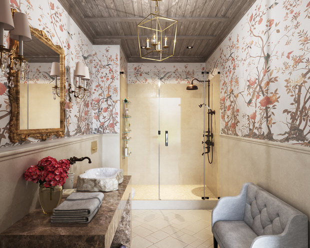 Фотография: Ванная в стиле Восточный, Прованс и Кантри, Классический, Дом, Проект недели, Дом и дача, Кирпичный дом, Наталья Самойлова, Perfect Space – фото на INMYROOM