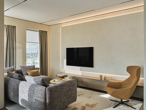 Фотография: Гостиная в стиле Современный, Квартира, Проект дня, Москва, Монолитный дом, 3 комнаты, 60-90 метров, ЖК «Зиларт», Виталия Мясников – фото на INMYROOM