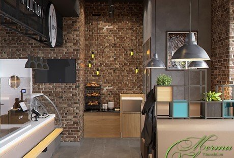 Интерьер кафе в стиле лофт