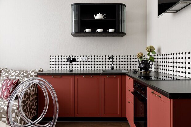 Фотография: Кухня и столовая в стиле Современный, Эклектика, Малогабаритная квартира, Квартира, Проект дня, Краснодар, 1 комната, до 40 метров, Ольга Суворова – фото на INMYROOM