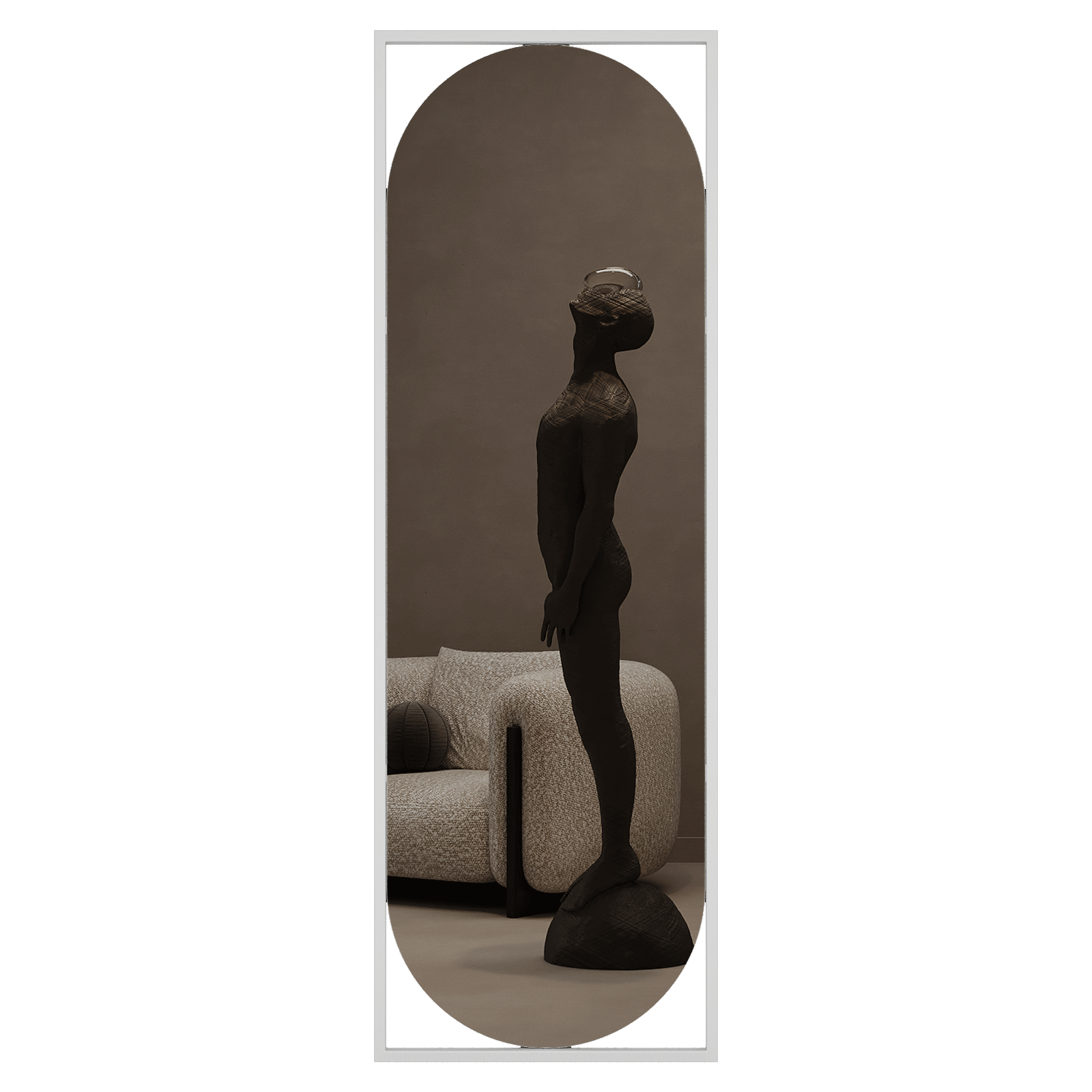 Настенное зеркало в полный рост Kvaden L в металлической раме белого цвета