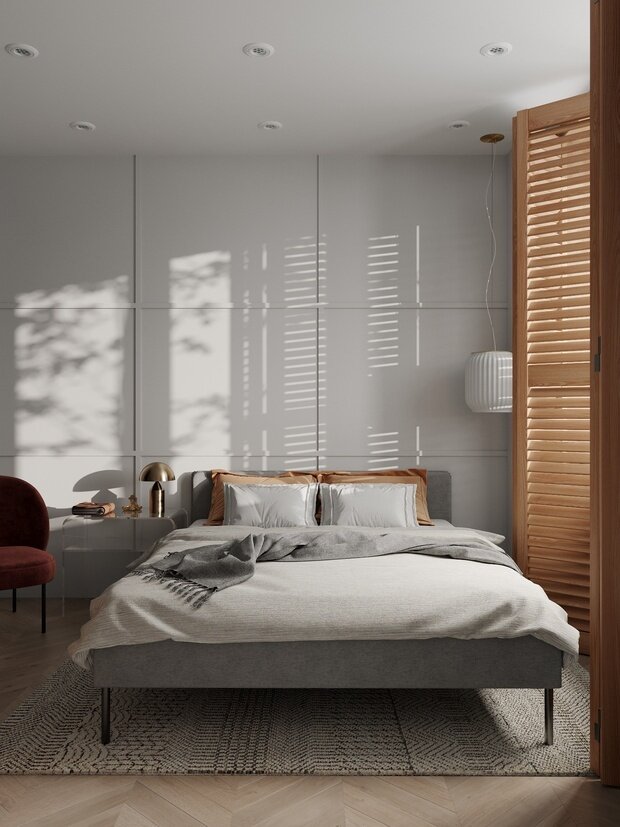 Фотография: Спальня в стиле Современный, Винтажный, Квартира, Проект недели, Москва, Кирпичный дом, 2 комнаты, 40-60 метров, DSGN HUB – фото на INMYROOM