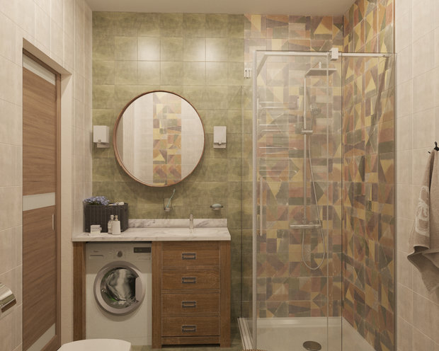 Фотография: Ванная в стиле Скандинавский, Современный, Квартира, Студия, Проект недели, Московская область, Студия 3.14, Анна Штукина, Борис Комаровский, Балашиха, новостройка, Монолитный дом, 60-90 метров – фото на INMYROOM