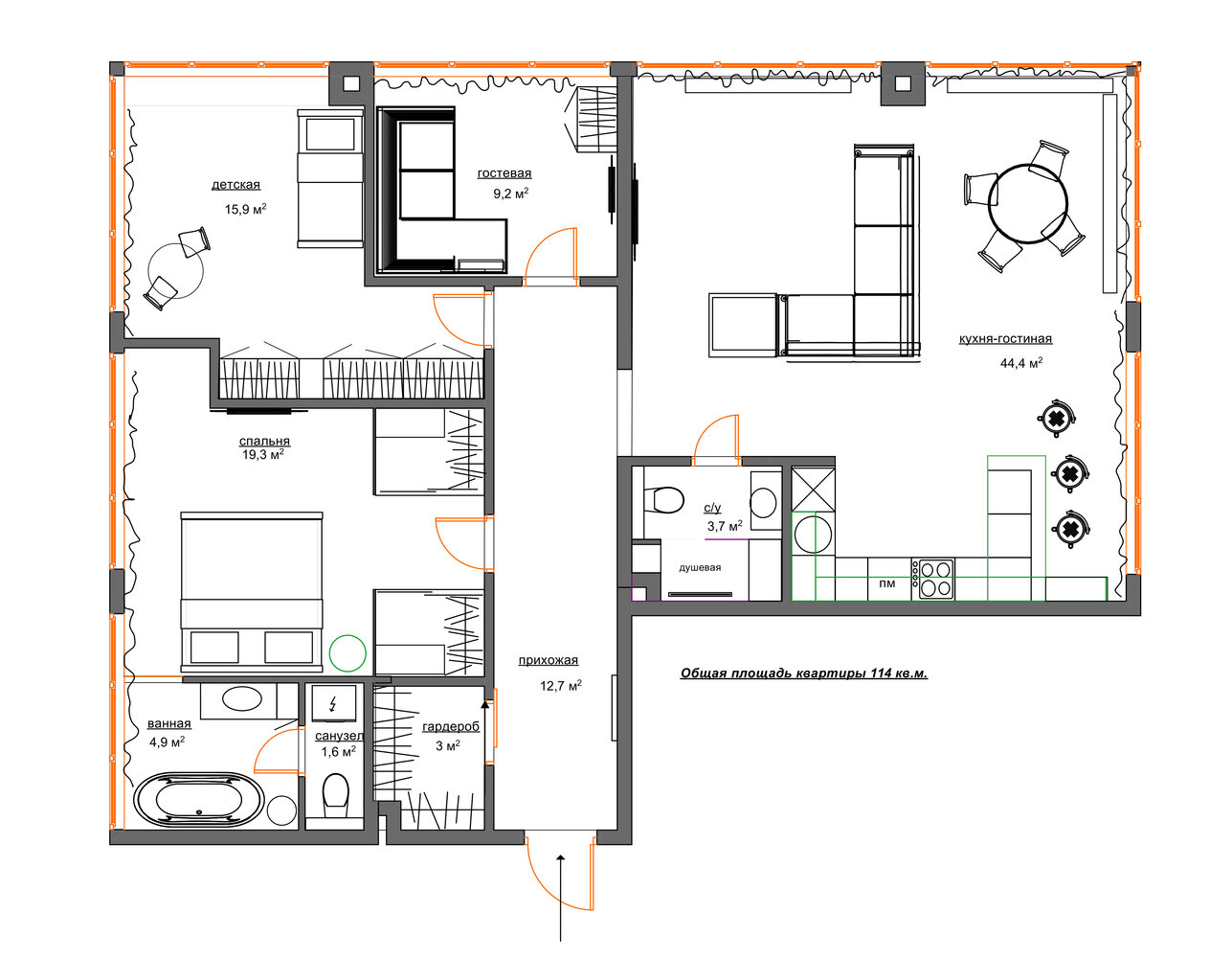Фотография: Планировки в стиле , Эклектика, Квартира, Проект недели, Москва, 4 и больше, Более 90 метров, Татьяна Бакланова – фото на INMYROOM Фотография: Планировки в стиле , Эклектика, Квартира, Проект недели, Москва, 4 и больше, Более 90 метров, Татьяна Бакланова – фото на INMYROOM
