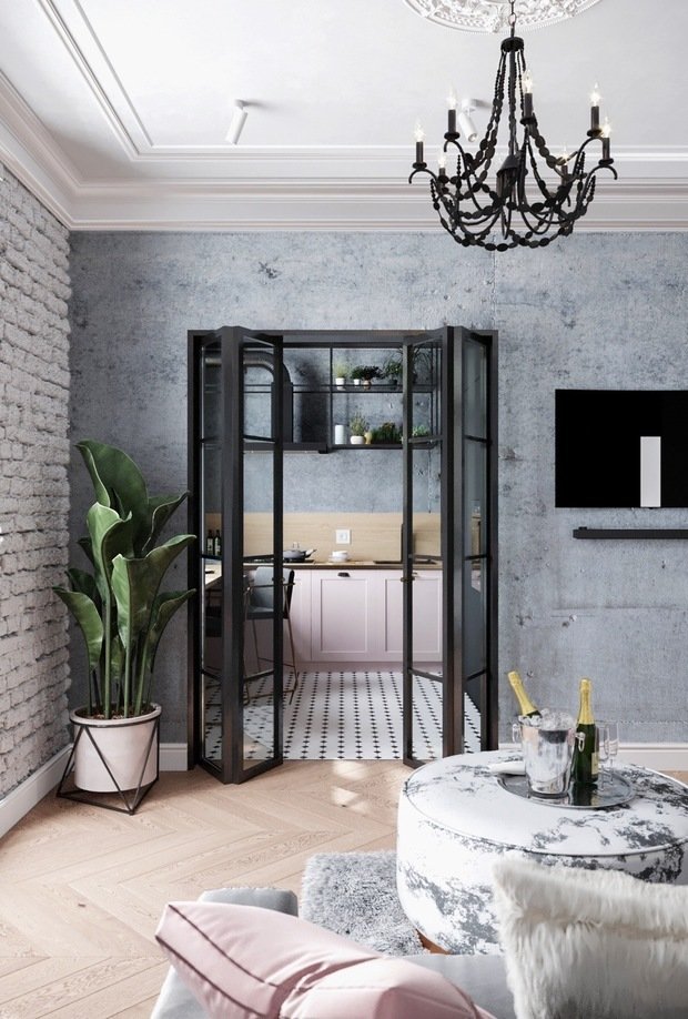 Фотография: Кухня и столовая в стиле Лофт, Квартира, Перепланировка, Москва, 3 комнаты, 60-90 метров, Анна Показаньева – фото на INMYROOM