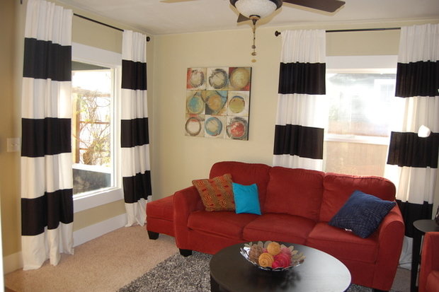 Фотография: Гостиная в стиле Современный, Цвет в интерьере, Стиль жизни, Советы, Ткани, Галерея Арбен, Шторы, Окна – фото на INMYROOM