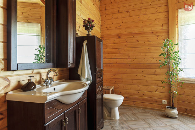 Фотография: Ванная в стиле Эко, Прованс и Кантри, Современный, Дом, Россия, Проект недели, Дом и дача, Герой InMyRoom, деревянный дом, Королев, каркасный дом, Скайдом.рф, Скайдом – фото на INMYROOM