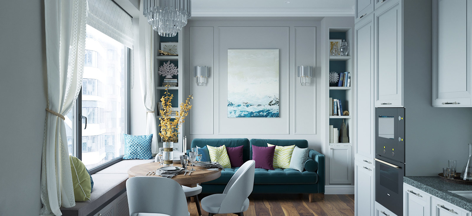 Фото из портфолио Дизайн однокомнатной квартиры 48 кв.м – фотографии дизайна интерьеров на INMYROOM Фото из портфолио Дизайн однокомнатной квартиры 48 кв.м – фотографии дизайна интерьеров на INMYROOM