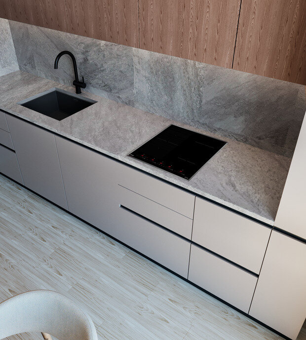 Фотография: Кухня и столовая в стиле Современный, Минимализм, Квартира, Проект недели, 3 комнаты, 60-90 метров, Вера Шеверденок – фото на INMYROOM