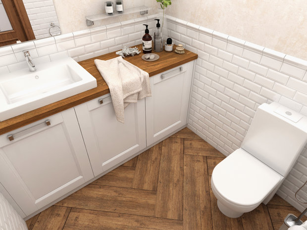 Фотография: Ванная в стиле Прованс и Кантри, Скандинавский, Проект недели, Дача, Ленинградская область, каркасный дом, Design by Tolsh – фото на INMYROOM