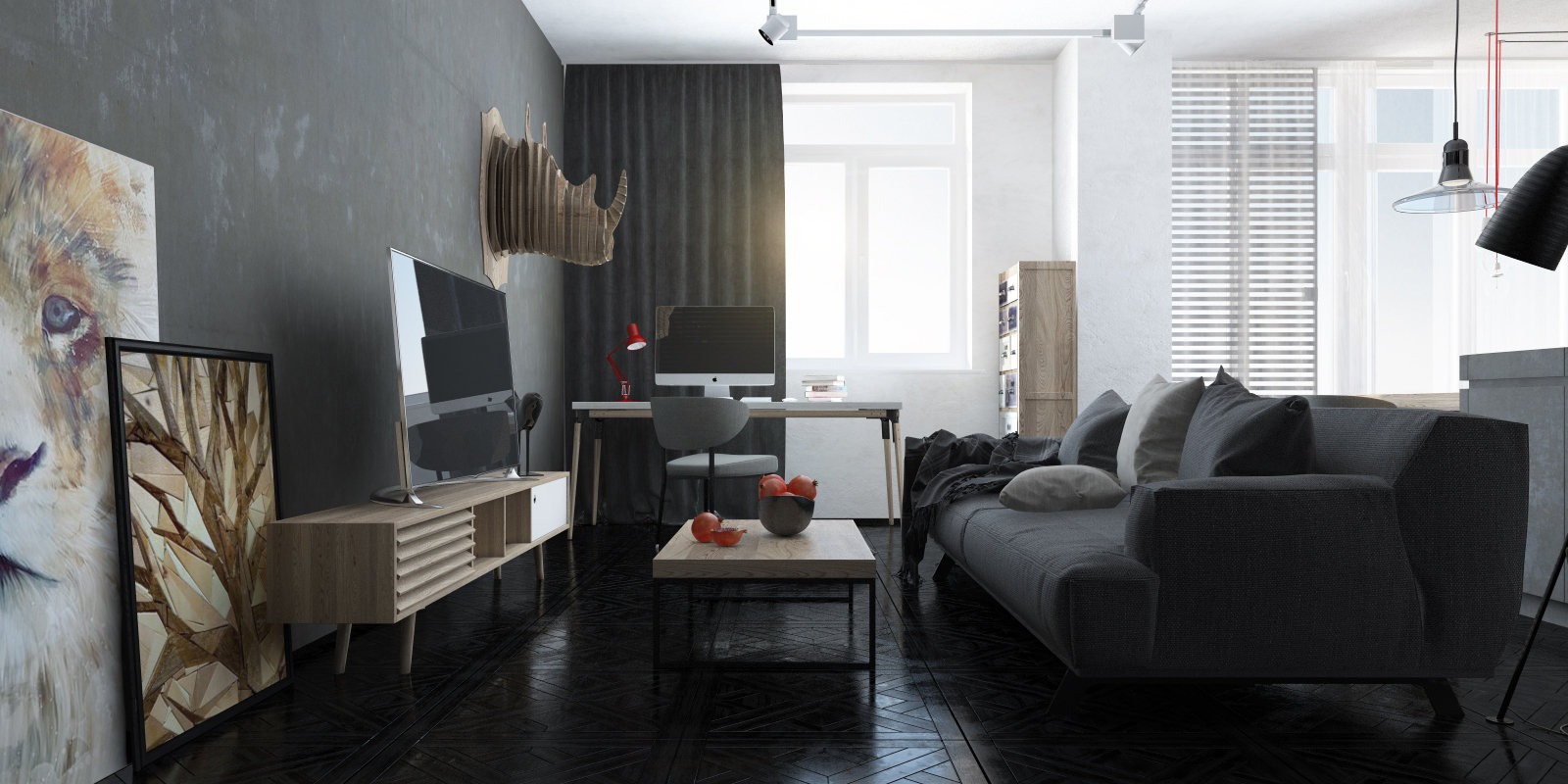 Фотография: Гостиная в стиле Лофт, Квартира, Студия, Проект недели, Татьяна Шишкина, 40-60 метров, Монолитно-кирпичный, ЖК «Тринити» – фото на INMYROOM