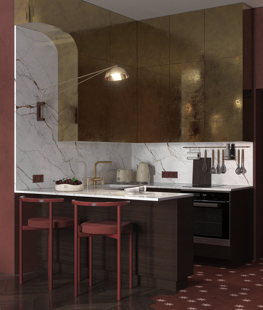 Фотография: Кухня и столовая в стиле Современный, Эклектика, Малогабаритная квартира, Квартира, Проект недели, Москва, Монолитный дом, 1 комната, до 40 метров, terracotta.buro, Илона Рафикова – фото на INMYROOM Фотография: Кухня и столовая в стиле Современный, Эклектика, Малогабаритная квартира, Квартира, Проект недели, Москва, Монолитный дом, 1 комната, до 40 метров, terracotta.buro, Илона Рафикова – фото на INMYROOM