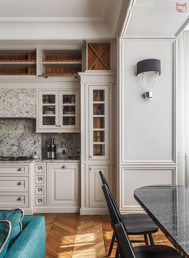 Фотография: Кухня и столовая в стиле Прованс и Кантри, Эклектика, Квартира, Проект недели, Москва, Ольга Абрамова, Монолитный дом, 3 комнаты, Более 90 метров – фото на INMYROOM