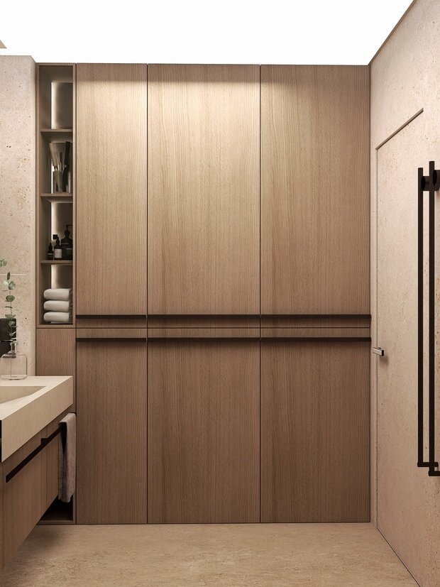 Визуализация интерьера ванной комнаты в стиле минимализм