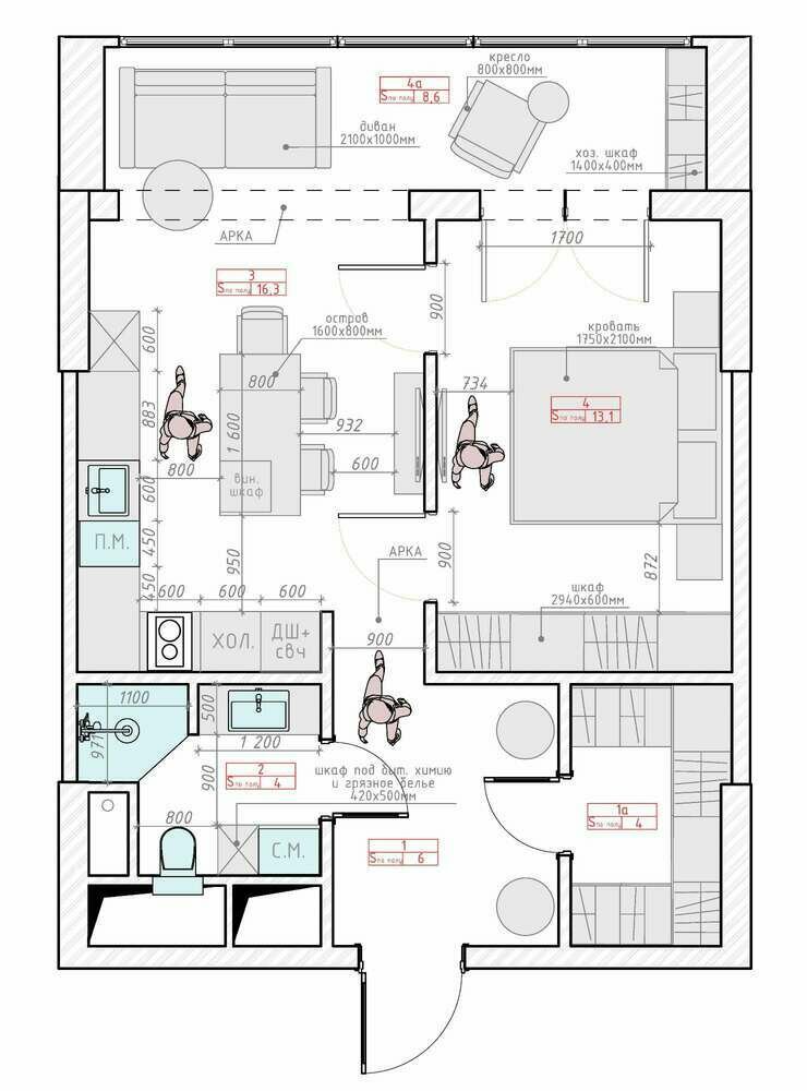 Фотография: Планировки в стиле , Классический, Квартира, Проект дня, Москва, Монолитный дом, 2 комнаты, 40-60 метров, Влада Масорина – фото на INMYROOM