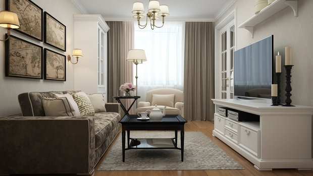 Фотография: Гостиная в стиле Классический, Современный, Квартира, Проект недели, Минск, Катерина Грищенко, Панельный дом, 2 комнаты, 40-60 метров – фото на INMYROOM