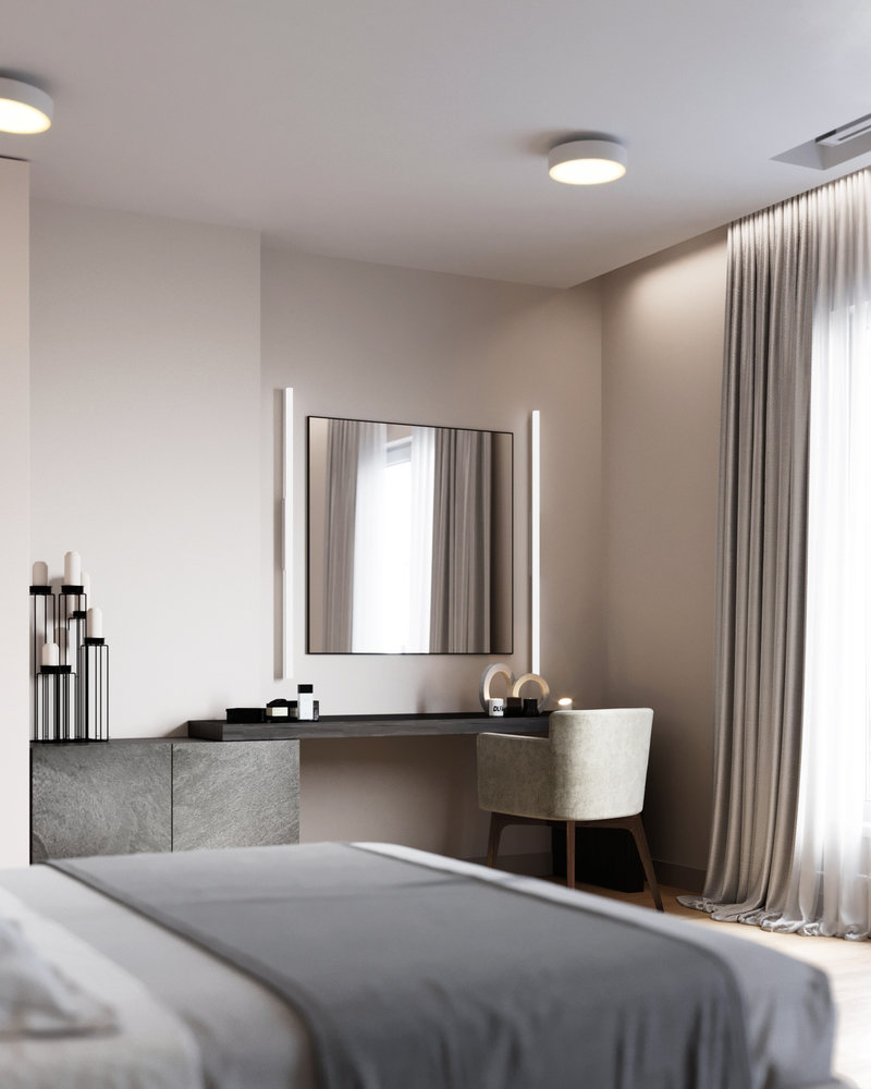 Фотография: Спальня в стиле Современный, Квартира, Минимализм, Проект недели, Казань, Монолитный дом, 2 комнаты, Более 90 метров, Алина Нургалиева – фото на INMYROOM