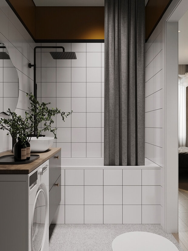 Фотография: Ванная в стиле Современный, Малогабаритная квартира, Квартира, Студия, Проект дня, Челябинск, до 40 метров, Студия Кель, Елена Кель – фото на INMYROOM