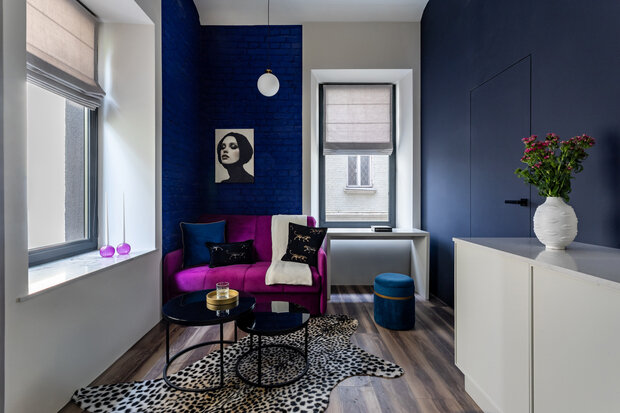 Фотография: Гостиная в стиле Современный, Эклектика, Малогабаритная квартира, Квартира, Студия, Проект дня, Москва, Кирпичный дом, до 40 метров, современный с элементами ар-деко – фото на INMYROOM