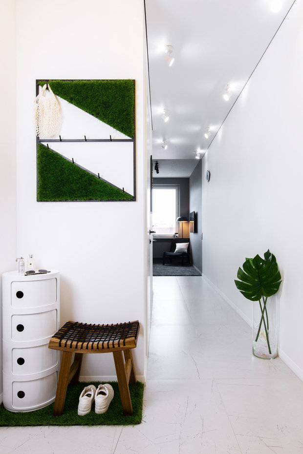 Фотография: Прихожая в стиле Современный, Минимализм, Студия, Советы, напольное покрытие, дизайн квартиры студии, дизайн интерьера студии – фото на INMYROOM