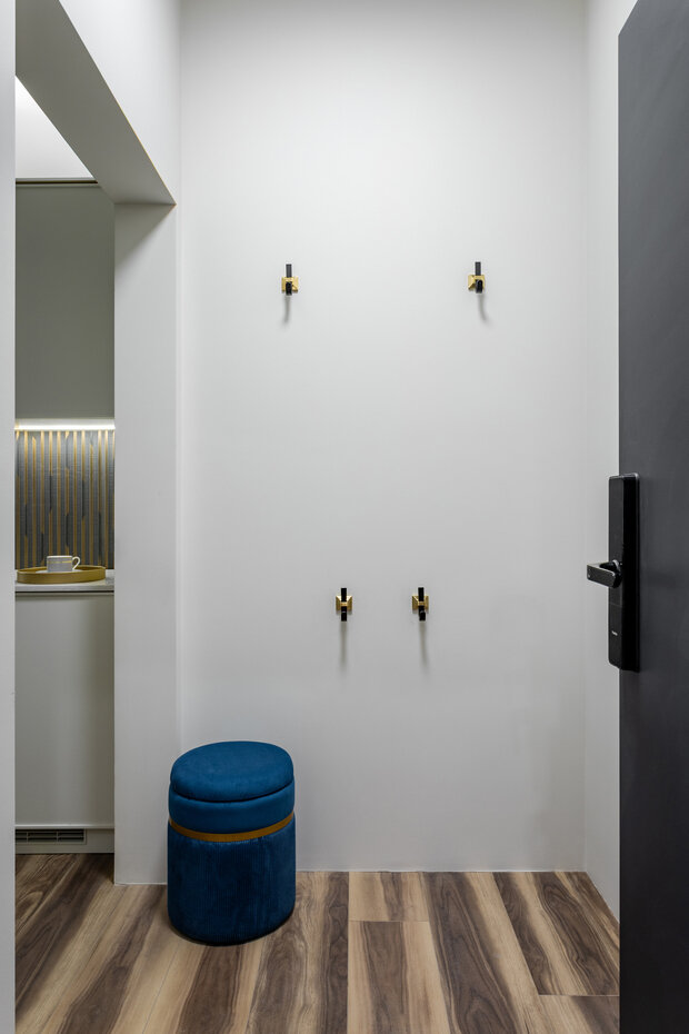 Фотография: Прихожая в стиле Современный, Эклектика, Малогабаритная квартира, Квартира, Студия, Проект дня, Москва, Кирпичный дом, до 40 метров, современный с элементами ар-деко – фото на INMYROOM