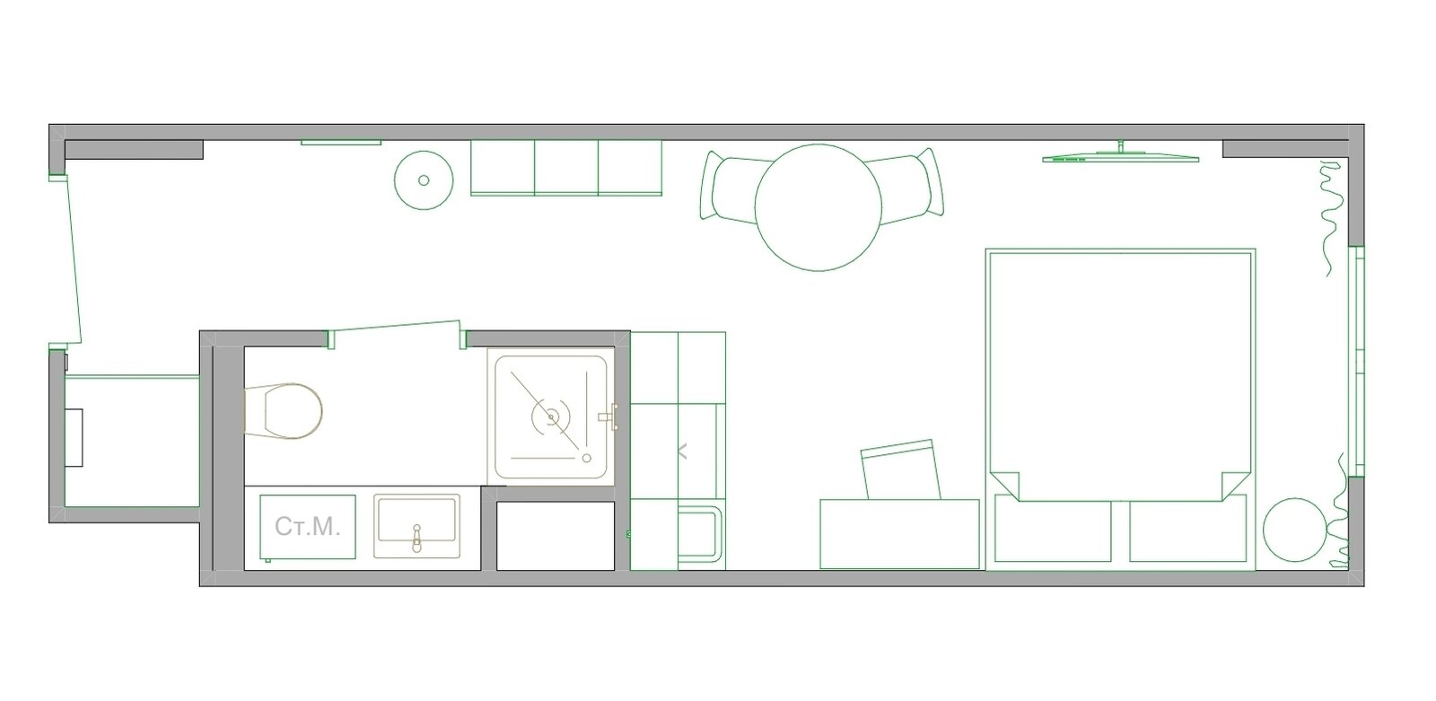 Фотография: Планировки в стиле , Современный, Малогабаритная квартира, Квартира, Студия, Проект недели, Санкт-Петербург, до 40 метров, Екатерина Шейн – фото на INMYROOM