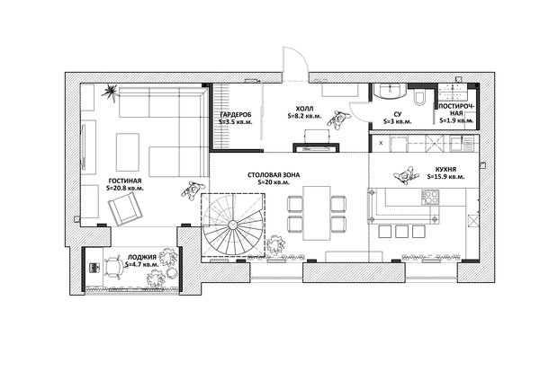 Фото из портфолио Двухуровневая квартира в стиле Лофт – фотографии дизайна интерьеров на INMYROOM