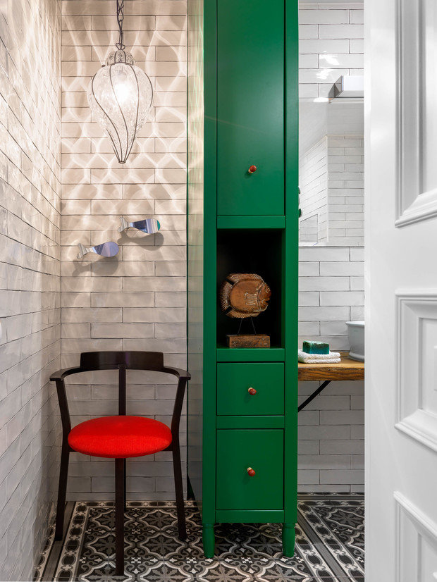 Фотография: Ванная в стиле Эклектика, Проект недели, Москва, П-55, Панельный дом, 4 и больше, 60-90 метров, Олеся Бернштейн – фото на INMYROOM