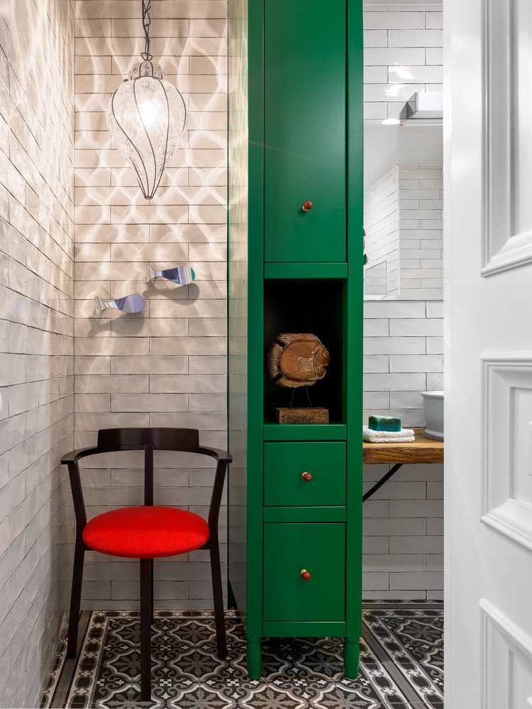 Фотография: Ванная в стиле Эклектика, Проект недели, Москва, П-55, Панельный дом, 4 и больше, 60-90 метров, Олеся Бернштейн – фото на INMYROOM