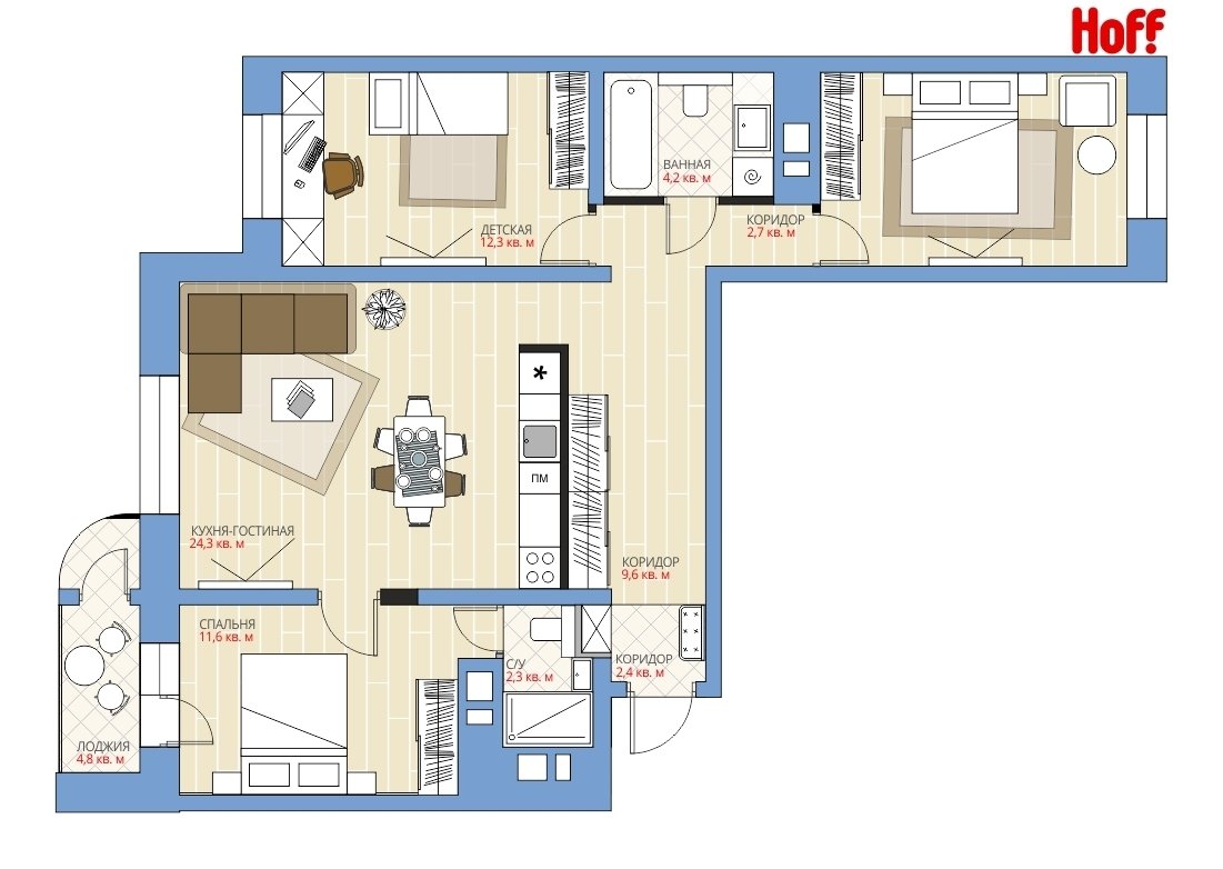Фотография: в стиле , Квартира, HOFF, Перепланировка, HOFF, Анастасия Киселева, П-111М, Панельный дом, 3 комнаты, 60-90 метров – фото на INMYROOM Фотография: в стиле , Квартира, HOFF, Перепланировка, HOFF, Анастасия Киселева, П-111М, Панельный дом, 3 комнаты, 60-90 метров – фото на INMYROOM