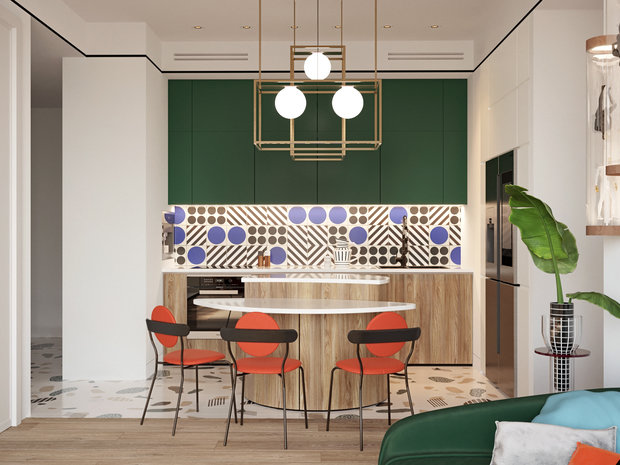Фотография: Кухня и столовая в стиле Современный, Эклектика, Квартира, Проект недели, Estima, Монолитный дом, Дарья Василькова, 3 комнаты, 60-90 метров, Art Group – фото на INMYROOM