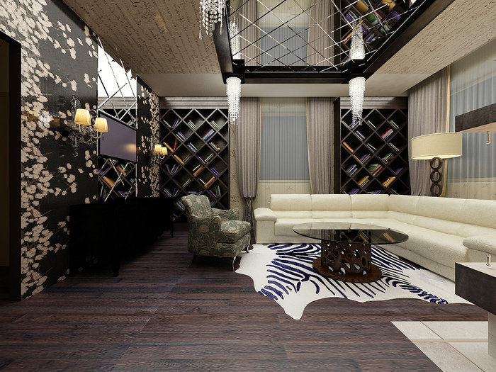 Фотография: Гостиная в стиле Современный, Интерьер комнат, Картины, Зеркало – фото на INMYROOM