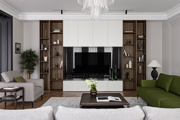 Фотография: Гостиная в стиле Классический, Современный, Дом, Проект дня, Дом и дача, Краснодар, Кирпичный дом, 4 и больше, Более 90 метров, Татьяна Черкашина – фото на INMYROOM