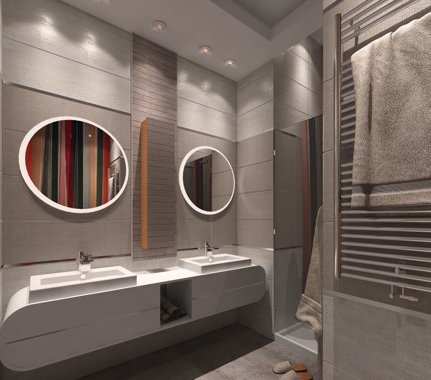 Визуализация интерьера ванной комнаты в современном стиле