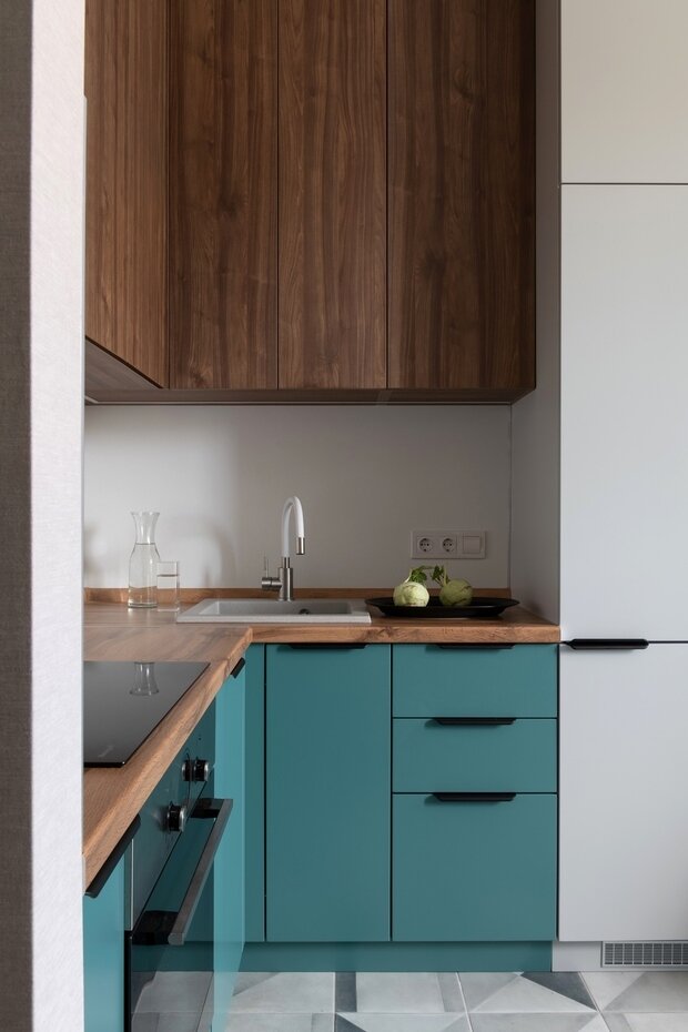 Фотография: Кухня и столовая в стиле Современный, Минимализм, Малогабаритная квартира, Квартира, Проект недели, Ростов-на-Дону, 1 комната, до 40 метров, Modesign – фото на INMYROOM