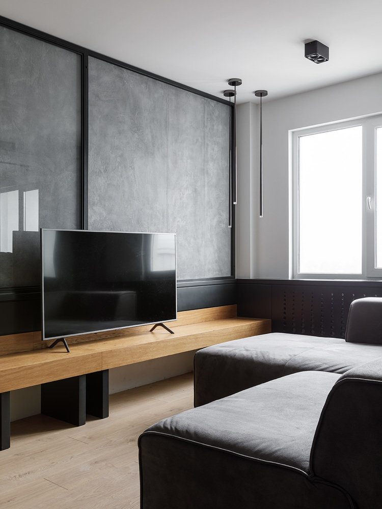 Фотография: Гостиная в стиле Современный, Лофт, Минимализм, Проект дня, Санкт-Петербург, 2 комнаты, 60-90 метров, Dinamika Architects – фото на INMYROOM